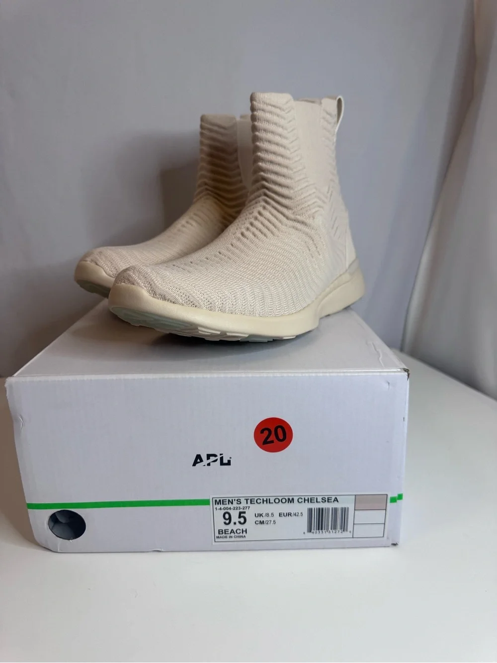 APL Men’s 10.5 TechLoom Chelsea Knit High-Top Sneaker Boot in Cream